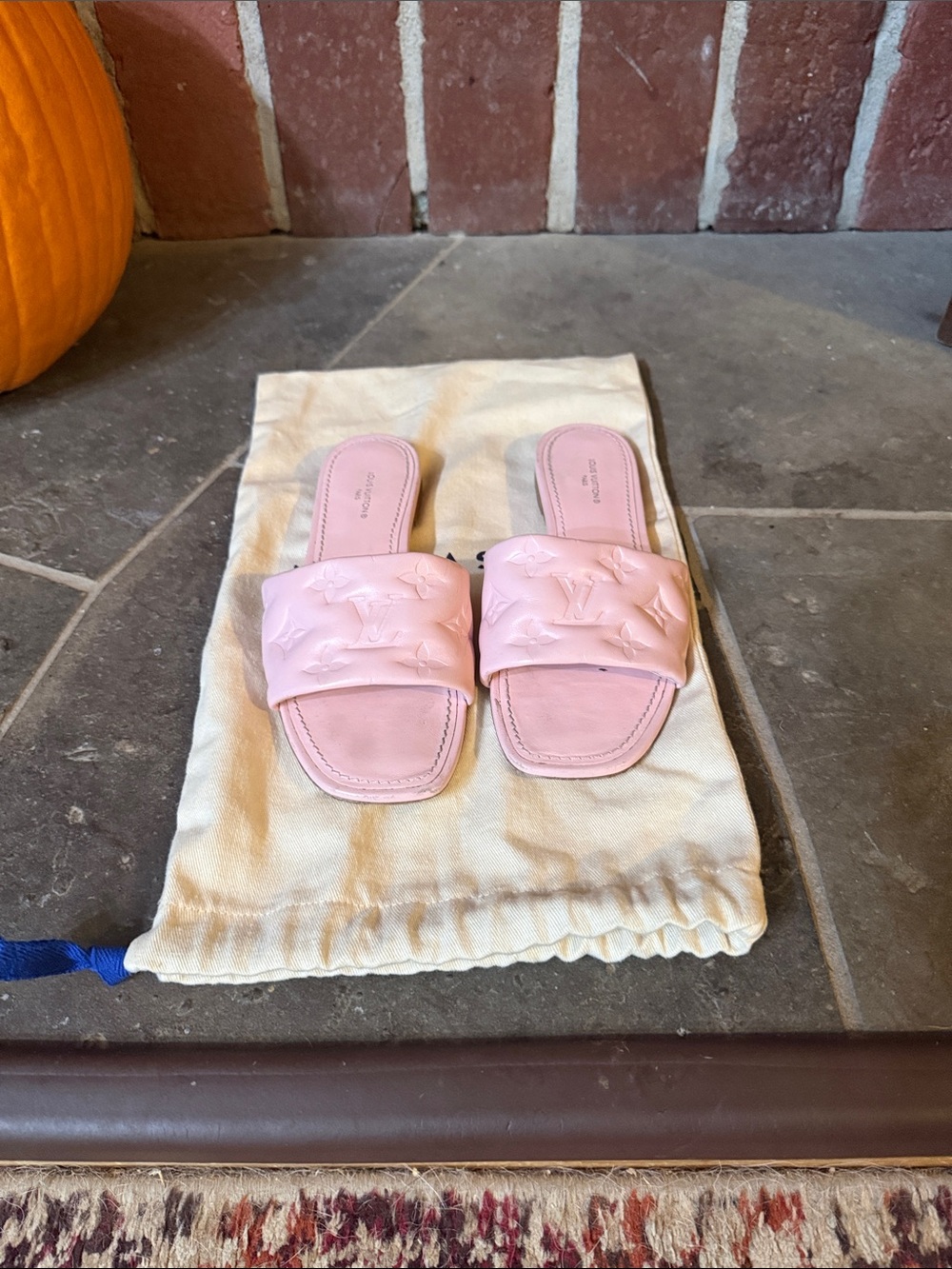 Louis Vuitton Pastel Pink Monogram Slide Sandals